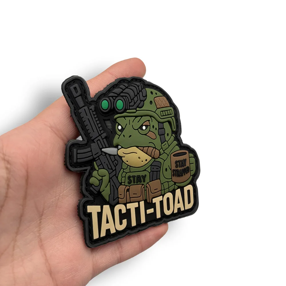 3D Weicher Selbstklebender Taktischer Kröten-PVC-Klettverschluss-Patch Moralabzeichen Armbinde Dekorativer Rucksack-Aufkleber Patches für Kleidung – Detail 3