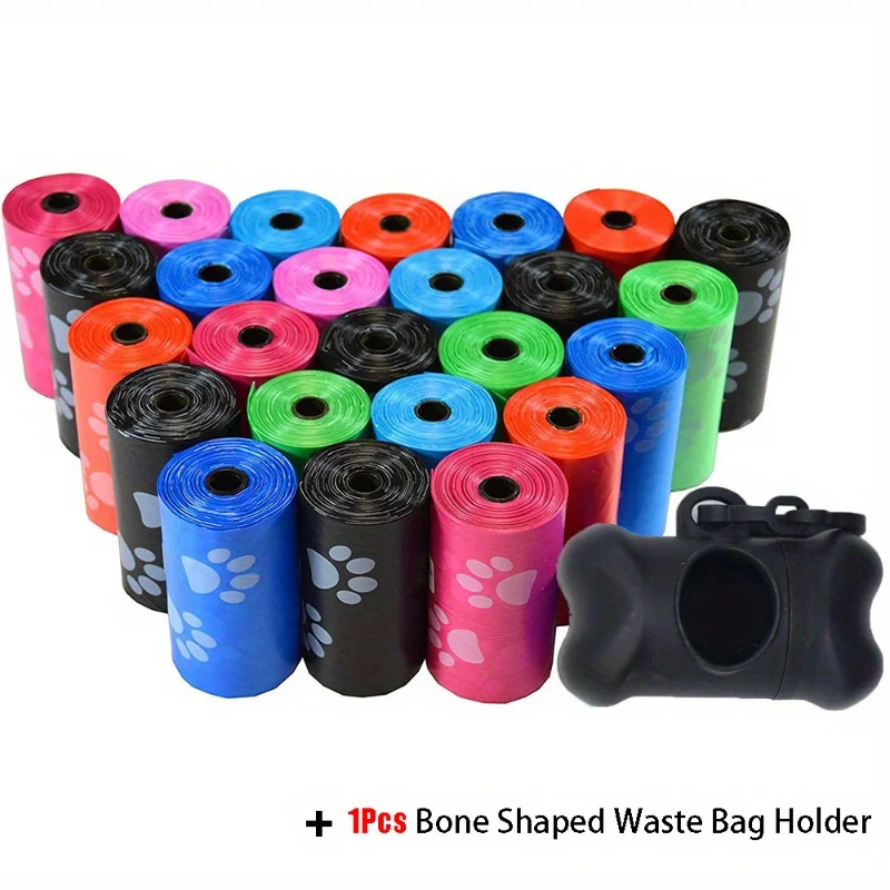 6-Pack Polyethylene Dog Poop Bags with Dispenser, Leak-Proof Pet Waste Bags for Outdoor Use, Easy to Open, Includes Bone-Shaped