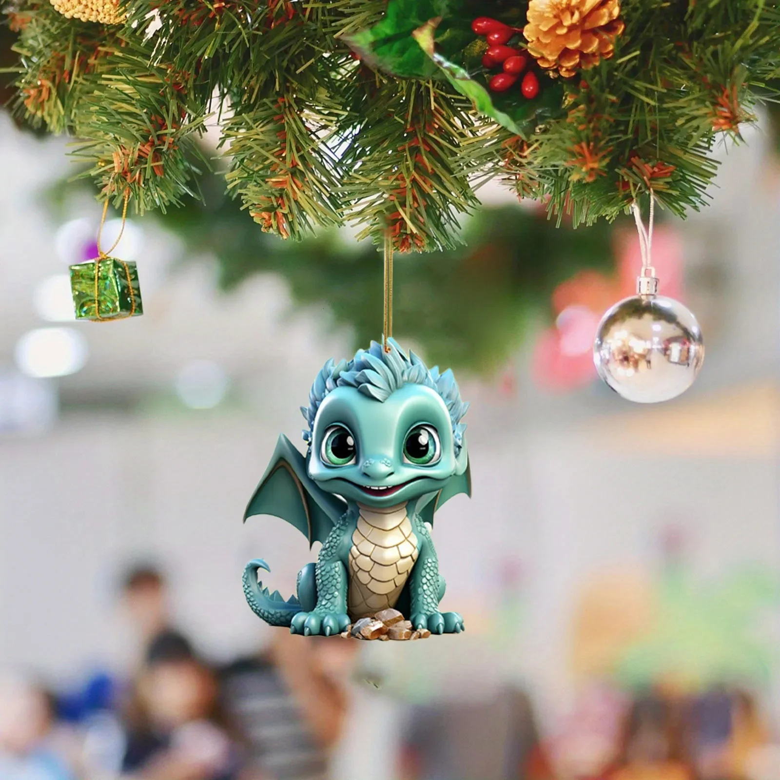 

New Christmas Pendant 2D Adorable Flying Dragon Baby Decorations Doll Gift Key Chain Car Hanging Ornaments Home Xmas Party Decor