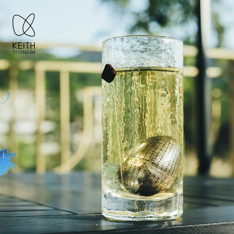 Tea Infuser Tea Strainer Pure Titanium Keith Tea Egg with Built-in Filter 9.5g Lightweight Portable Tea Hourglass for Loose Leaf
