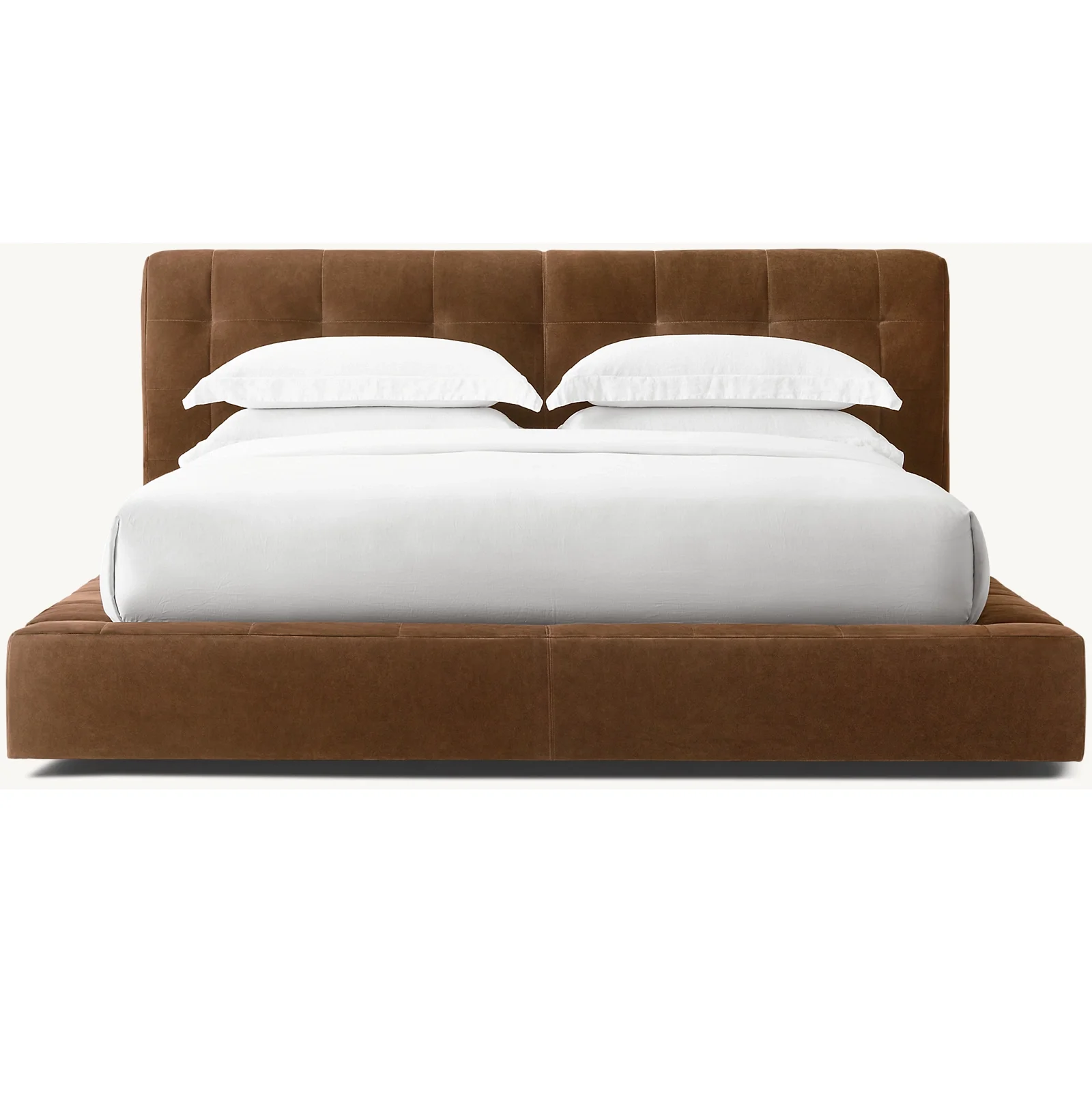 x−Luxurious American Style Bed Room Furniture King Queen Size Solid Wood Frame Fabric Panel Beds&