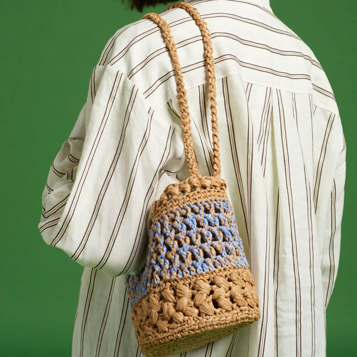 

Summer Hollow Woven Bucket Bag Handmade Paper Rope Straw Bag Mini Knitting Shoulder Bags for Women Travel Handbags and Purses