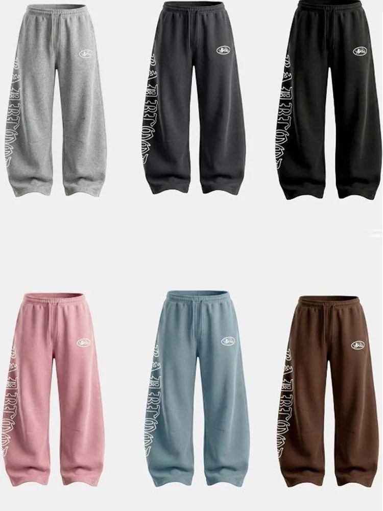 

American Style Spicy Girl Casual Loose Wide Leg Pants Women's Candy Color Sporty Leisure Trousers Comfortable Breathable