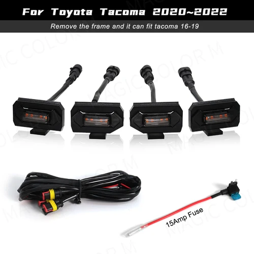 Imagen 2 del producto Para Toyota Tacoma todoterreno y deporte 2020 2021 2022 luz Led de parrilla rejilla delantera de coche luces diurnas de advertencia DRL lámpara de circulación diurna 4 Uds