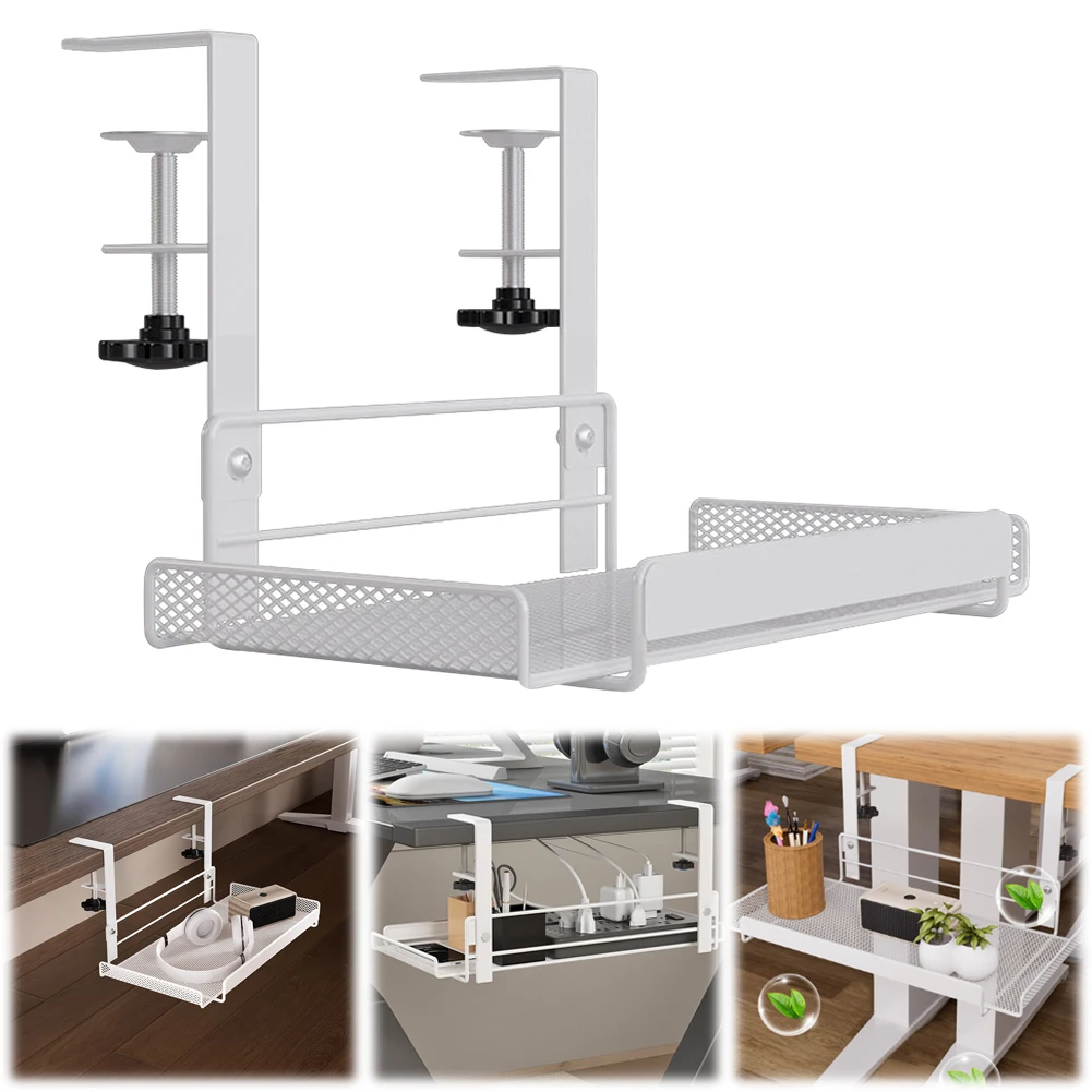 

Under Table Cable Management Rack Adjustable Thickness Wire Management Tray Under Desk Cord Organizer for Desk Kitchen