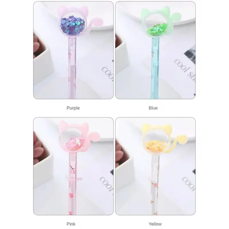 1 peça canetas de papelaria escola escritório supplies romance criativo kawaii gato glitter recreação bonito gel caneta crianças material escolar