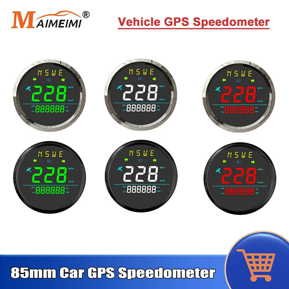 

85mm GPS Speedometer 0-999 MPH KM/H Odometer Total Mileage Adjustable For Car RV Motorcycle Truck Tractor 12V 24V Waterproof