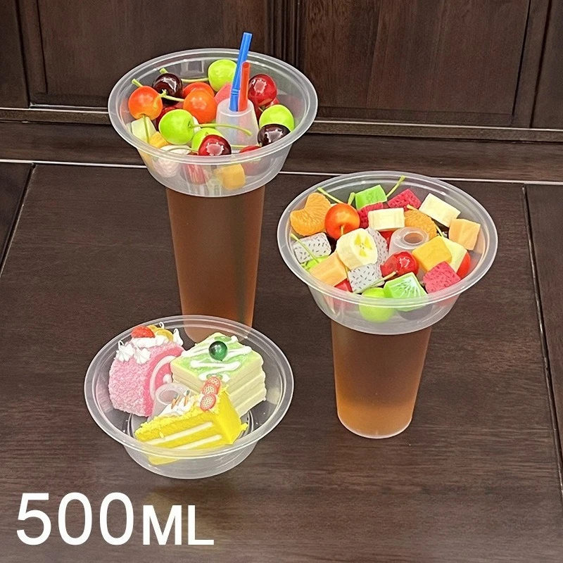 

500/700 мл холодильная чашка для закусок, чаша, прозрачный пузырьковый чай с молоком, фруктами, портативные чашки с крышкой, термостойкие до 100 °