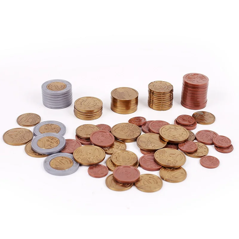 Plastic Euro Coin School Fake Money Coins for Kids Play Realistic Money Plastic Coins for Kids Learning Education Party