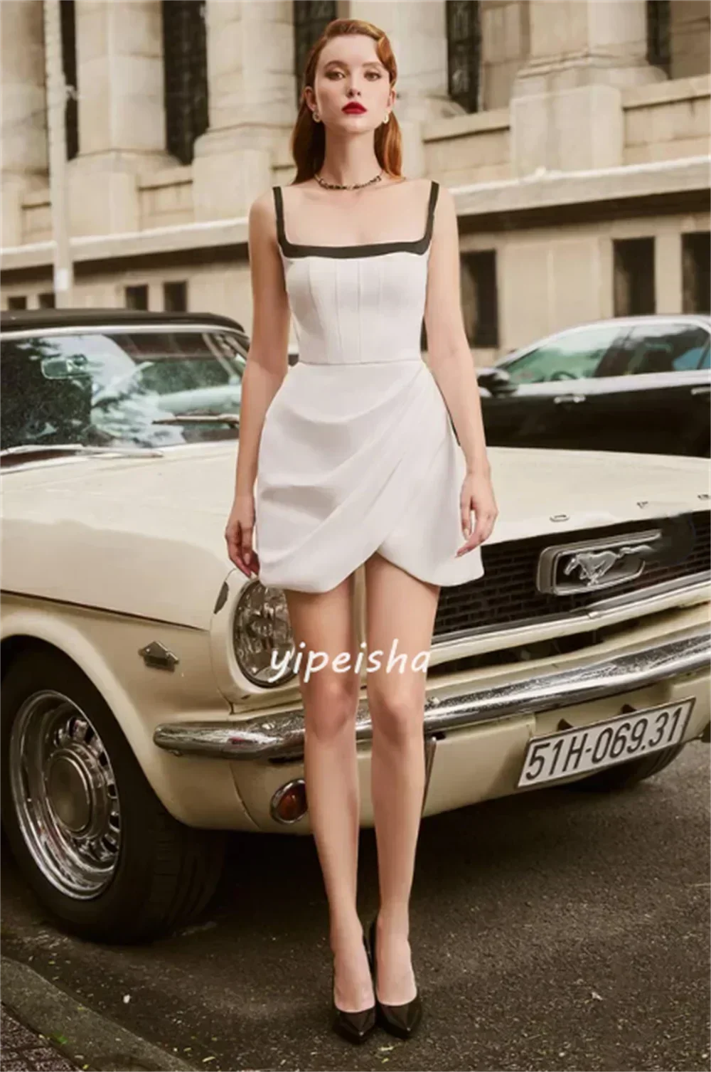Customized Jersey Pleat Prom A-line High Collar Bespoke Occasion Gown Short Dresses