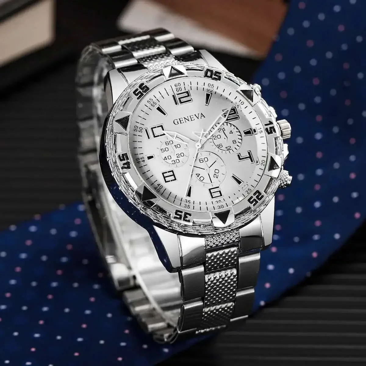 Men's Blue Light Glass Multi-Function Quartz Watch, Stainless Steel