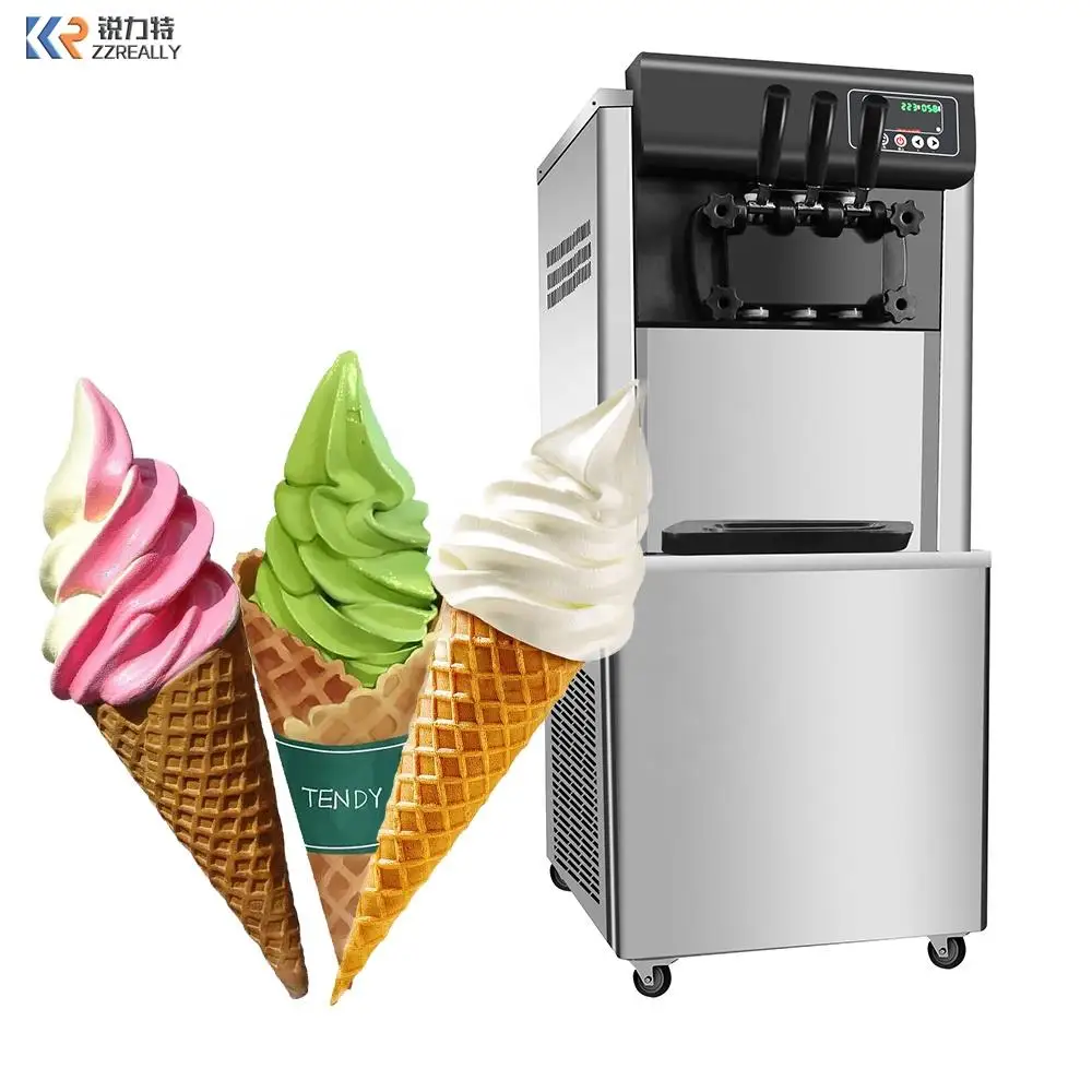 3 Flavors Ice Cream Makers Creme Gelato Italian Icecream Making Machinery Automatic Soft Serve Commercial Ice Cream Machine