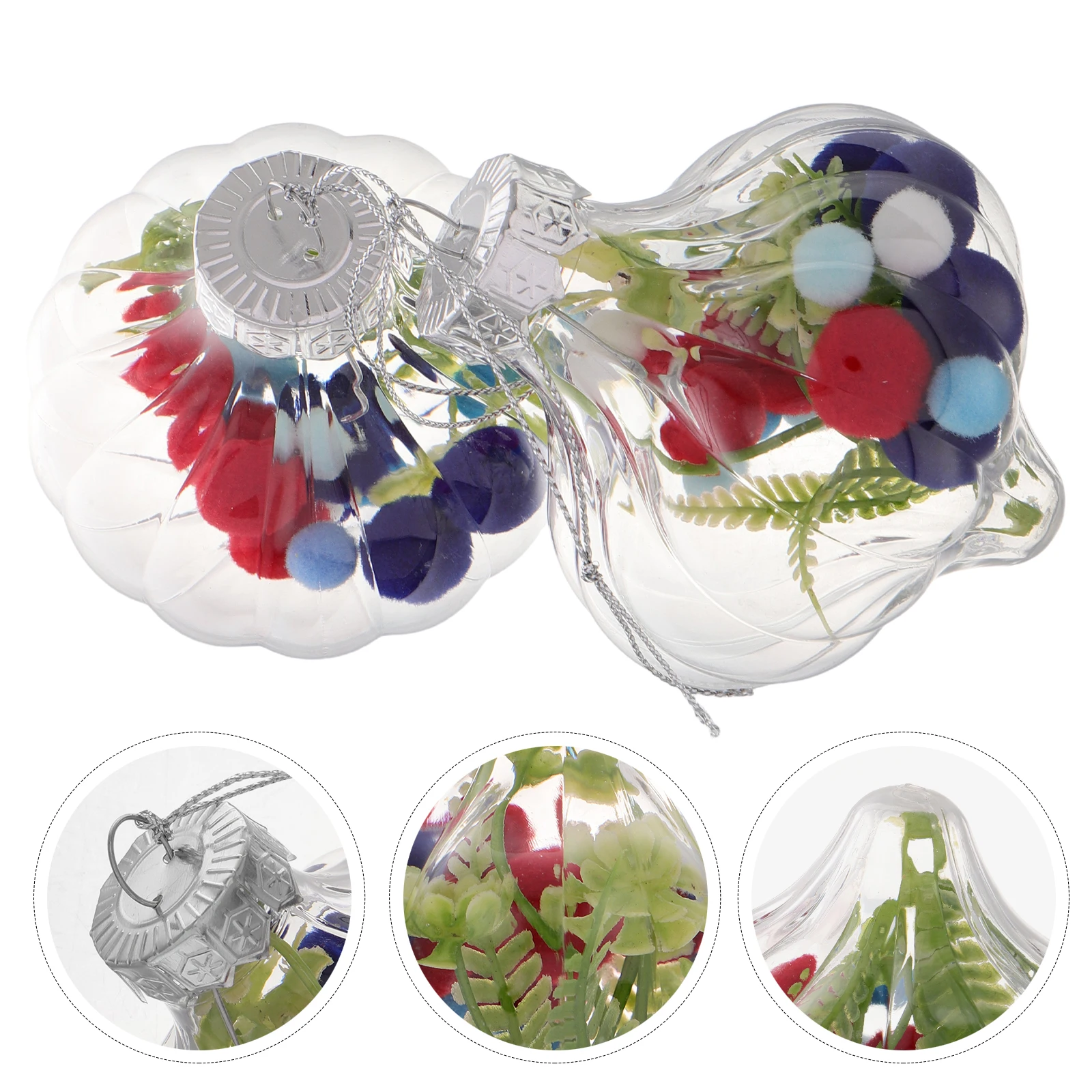 

2 Pcs Independence Day Decoration Clear Baubles Fillable Class Balls Bottle Accessories Ornaments America Plastic