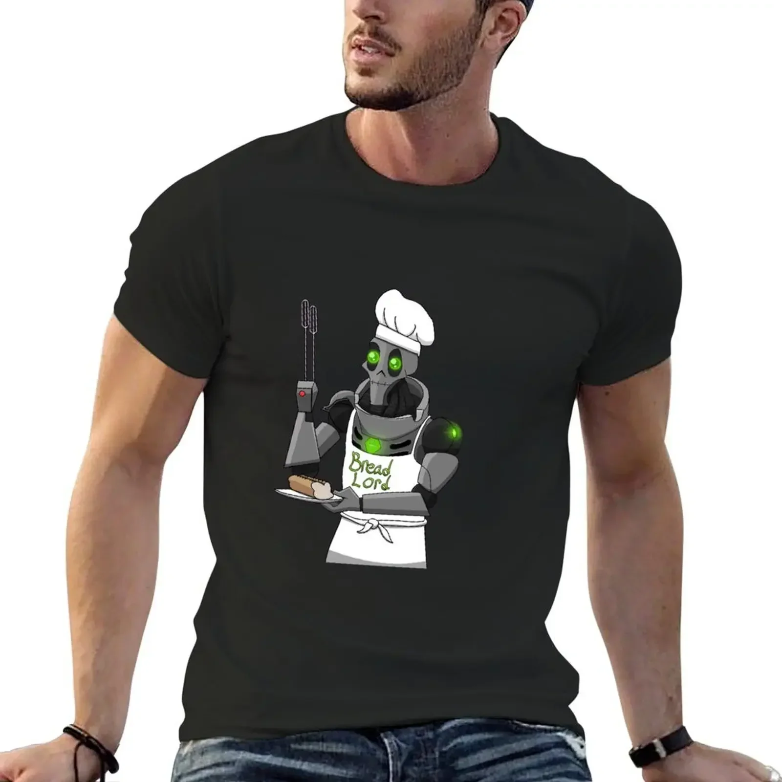 Necron Chef with Bread T-Shirt cotton graphic tees blue archive sublime shirts men