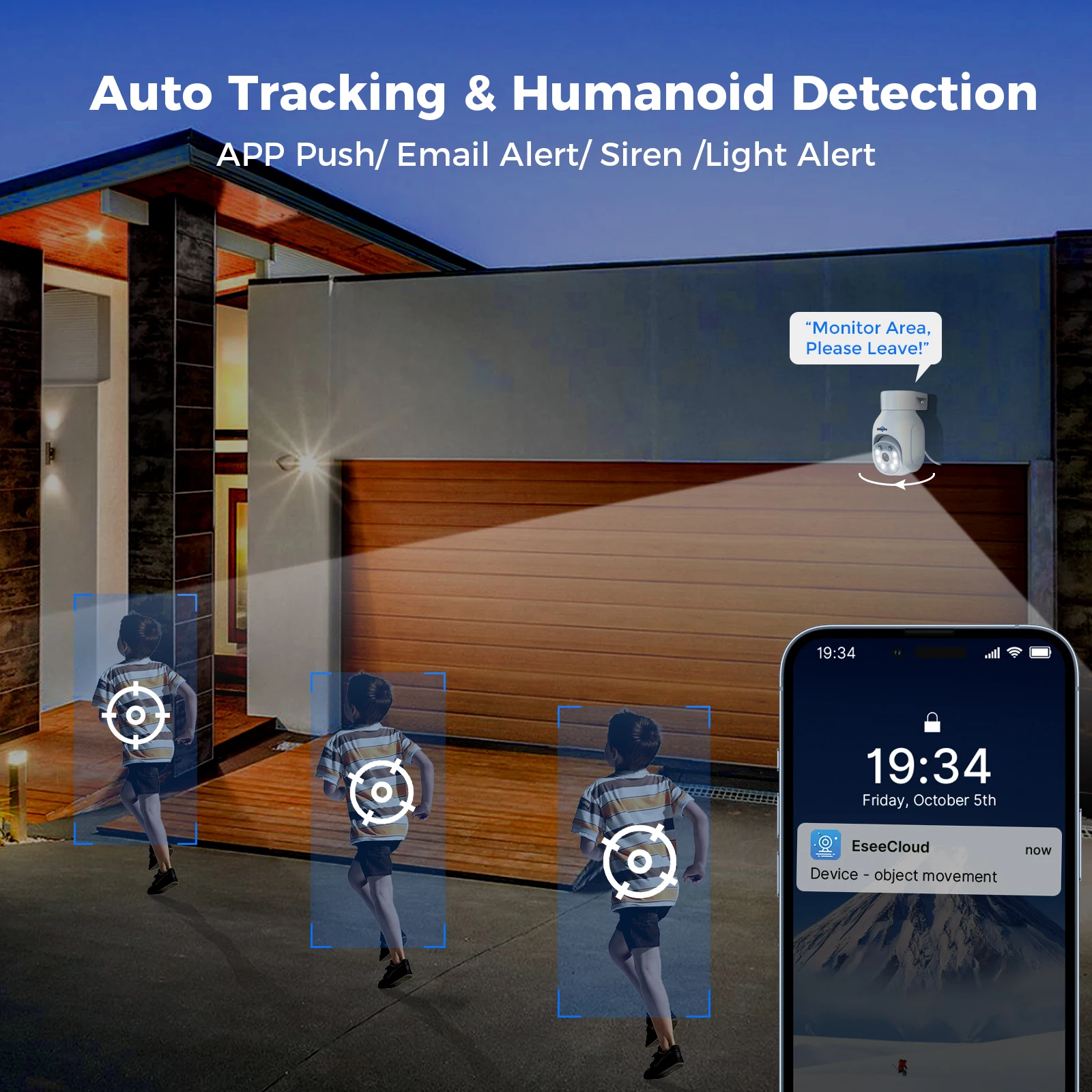 Hiseeu WiFi 5MP PTZ Zoom digitale Audio wireless Outdoor Street Kit a colori CCTV IP Videocamera di sorveglianza Sistema di sicurezza