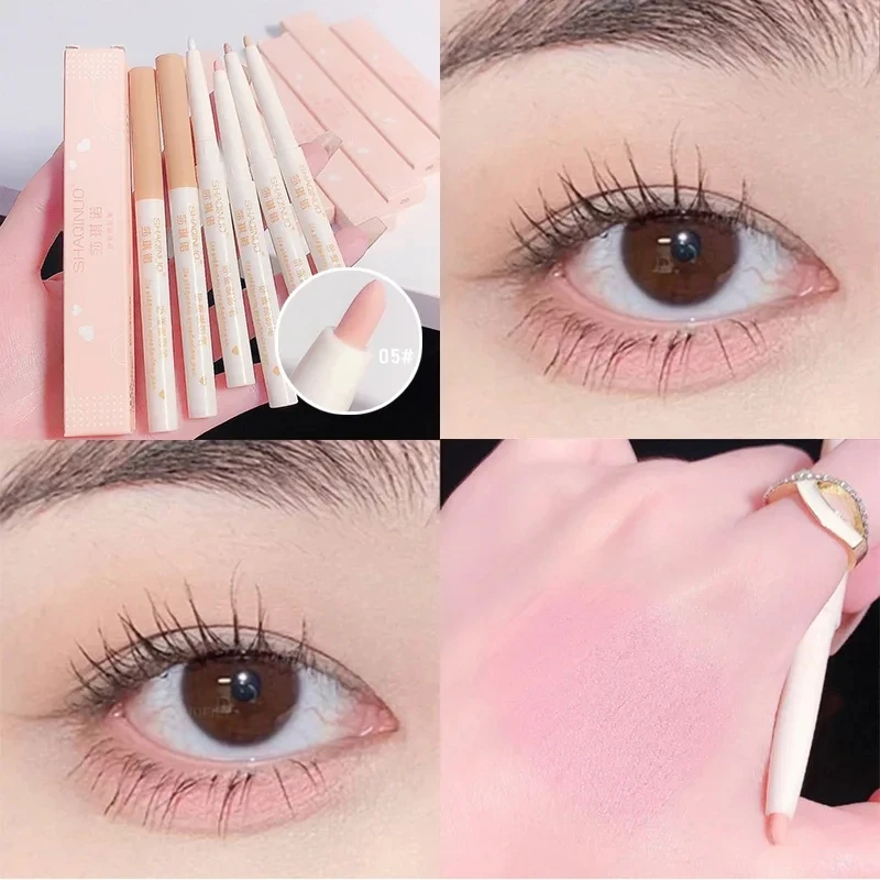 Lápiz de gusano de seda brillante para mujer, lápices de sombra de ojos, pegamento brillante, delineador de ojos Natural impermeable, Cosméticos rosa