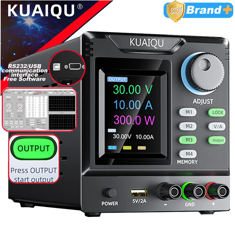 KUAIQU Programmable Adjustable DC Power Supply,RS232/USB Remote Control Power Supply Voltage Stabilizing 30V 60V 120V For Test