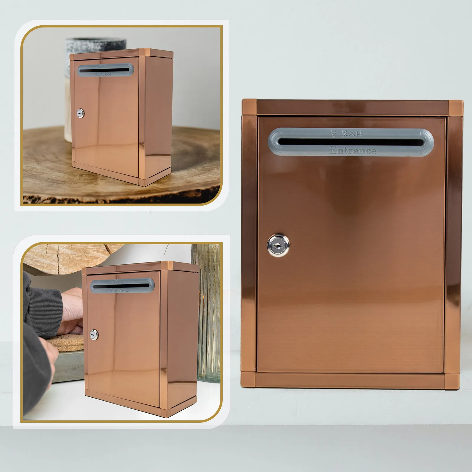 

Stainless Steel Report Box Lockable Metal Suggestion Donation Voting Storage Public Complain Letter Collection Box For