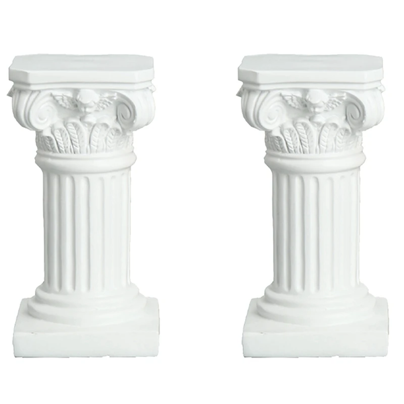 

2X White Roman Pillar Resin Sculpture Column Decor Roman Pillar Statues Home Living Room Crafts Furnishings