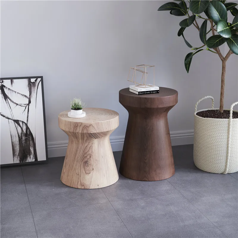 zq Solid Wood Wooden Pier Nordic Side Table Tree Pile Decoration round Living Room Home Chair Wooden Pier