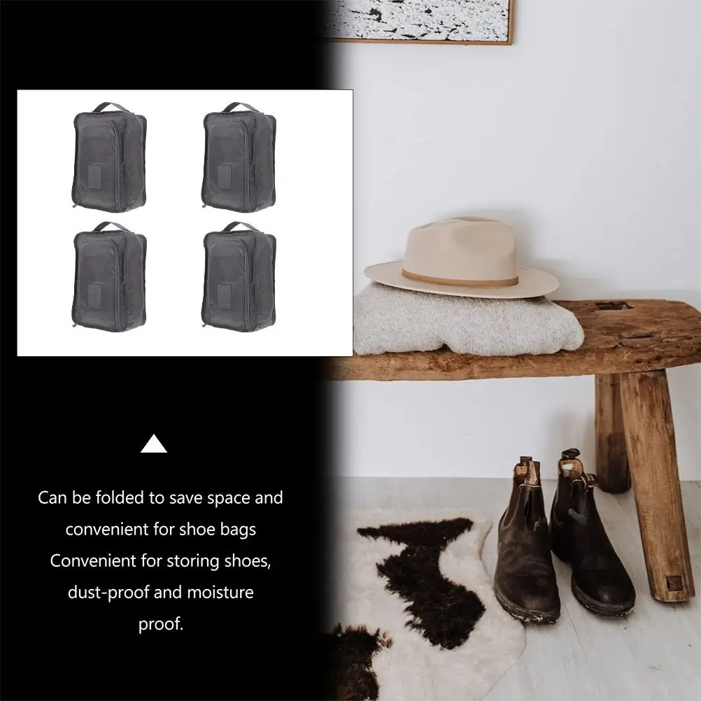 

Набор из 4-х портативных сумок для обуви: органайзер для путешествий, вместительный чехол на молнии для кроссовок, пылезащитный, складной, легкий