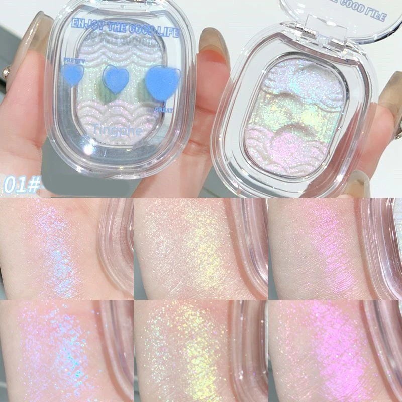 1szt Mashed Potato Highlight Gradient Eyeshadow Diamond Highlighter Powder Palette Glitter Face Contour Crystal Brighten Makeup