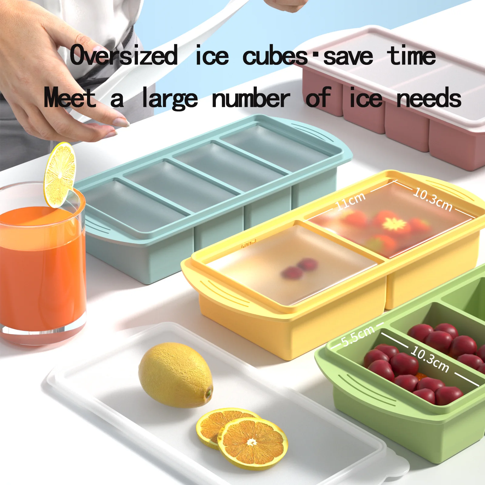 Silicone Freezer Trays with Lid, Silicone Freezer Molds For Freezing Soup, Stews, Sauces. Oven & Dishwasher-Safe, BPA Free