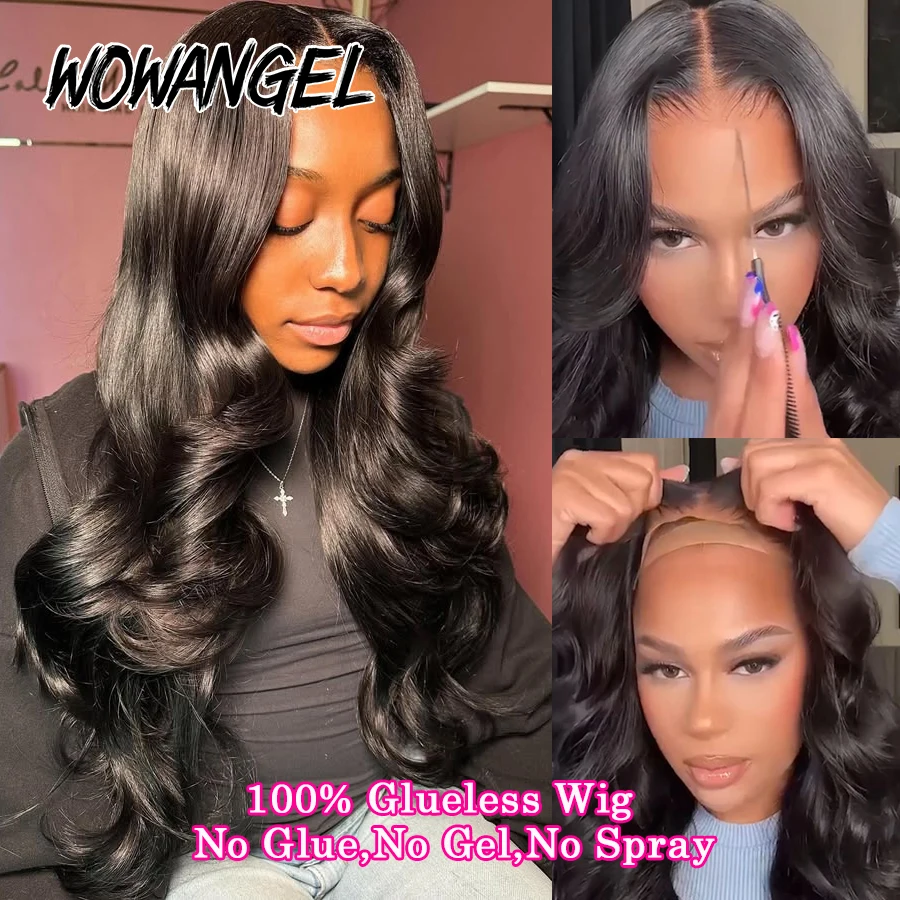 WOWANGEL 34in 5x5 HD Parrucche con chiusura in pizzo 250% Onda del corpo Glueless Parrucche Capelli umani Pronti da indossare Pelli Fuste Capelli brasiliani Remy