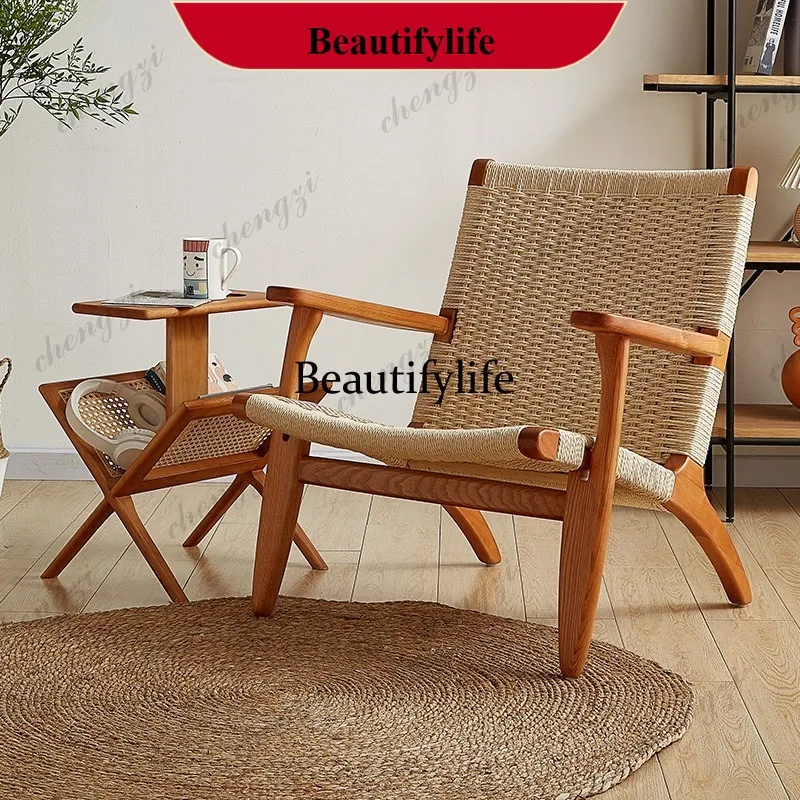E153 Bookshelf Rattan magazine storage Nordic solid wood bookshelf Corner newspaper shelf