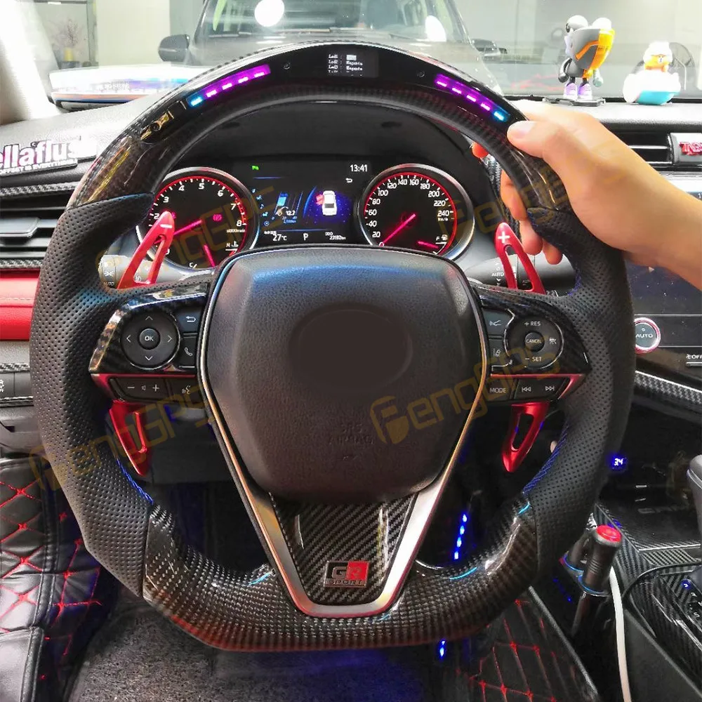 

Carbon Fiber LED Display Shift Light Steering Wheel Replacement for Toyota Camry Asia Dragon RAV4 Corolla Ralink Car Accessories