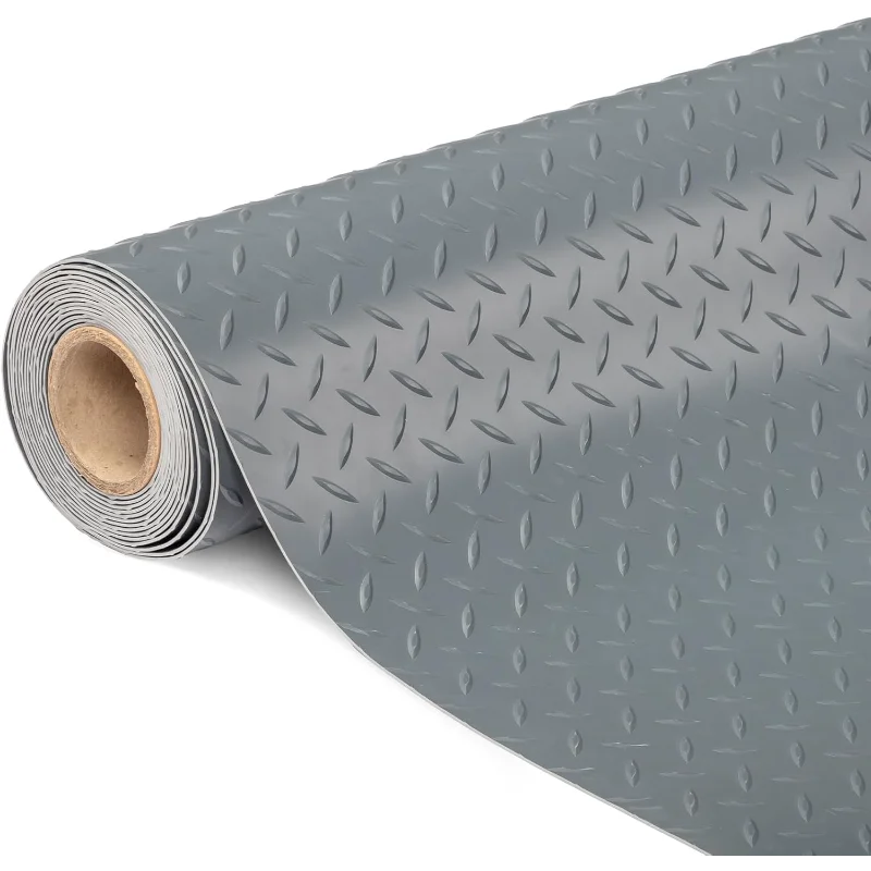 

TUFFIOM 7.5 x 17 FT Garage Floor Mat, Thickened Diamond Plate PVC Garage Mats Flooring Roll for Under Car, Garage Car Parkin