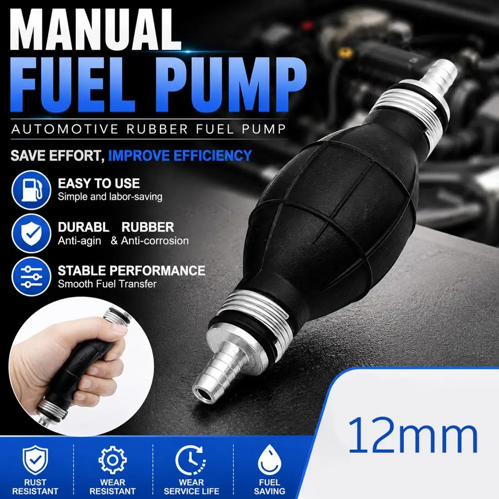 Hand Squeeze Fuel Transfer Pump Motorcycle Vehicle Marine Equipment Tight Engine Bay Accessory DIY Roadside Emergency Fuel Pump