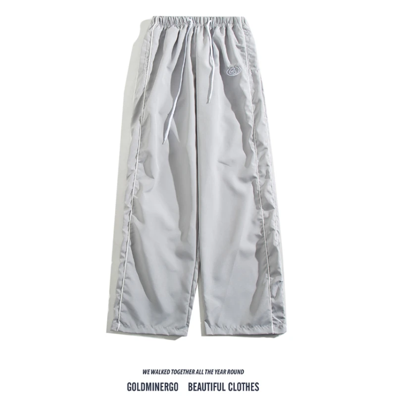 

American Retro Striped Sweatpants Loose Men and Women Trend Loose Straight Casual Pants Joker Drawstring Drape Wide Leg Pants