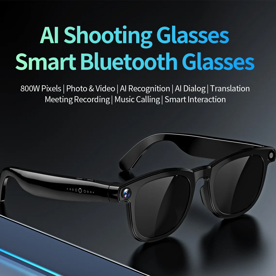 CY01 Smart Camera Glasses 800W Pixels, AI Translation Meeting Records, Video Camera Recognition, Bluetooth Call