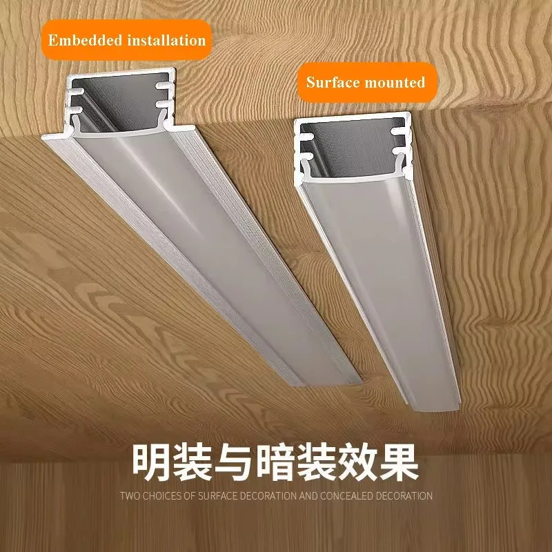 Recessed U/W Style Cabinet Light PC Diffuse Channel Holder Black/Sliver Aluminum Profile Bookcase Closet Wall Linear Strip Light