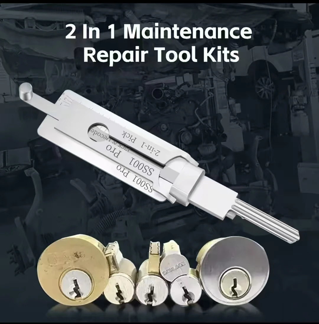 SS001 Stainless Steel Precision Tools 2 In 1 Key Decoder Hook & Pick Set O-ring Pickup Hand Tool Kit Maintenance Repair Tool Set
