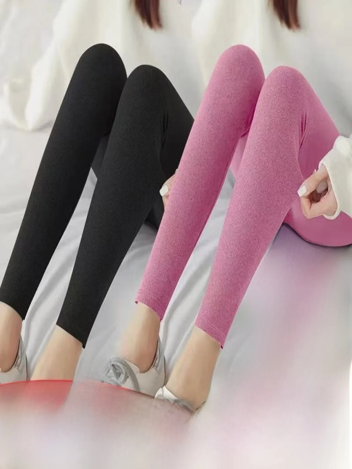 

Women's Double-Sided Fleece-Lined Heating Autumn Pants Tight Slimming Base Layer Pants Long Polyester Fiber Casual Wear