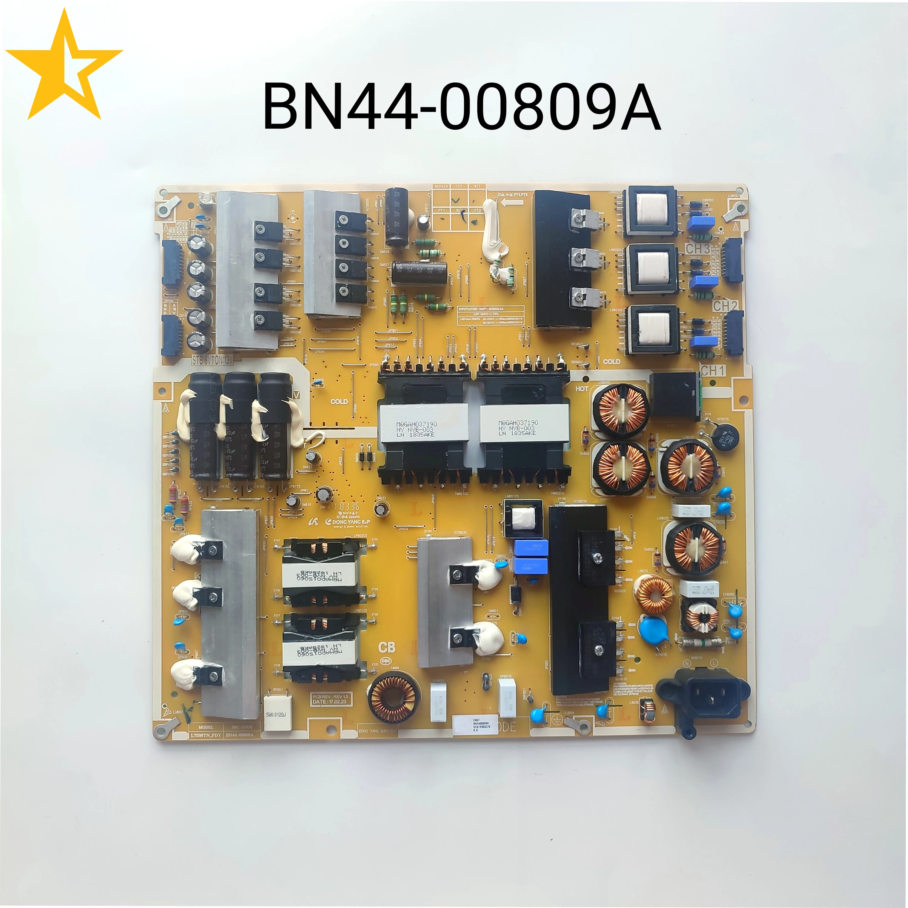 Placa de alimentação original para peças de TV, BN44-00809A, L75S6TN-FDY REV 1.3, UE75MU6105 UA75MU6100 UN75MU6300FXZA