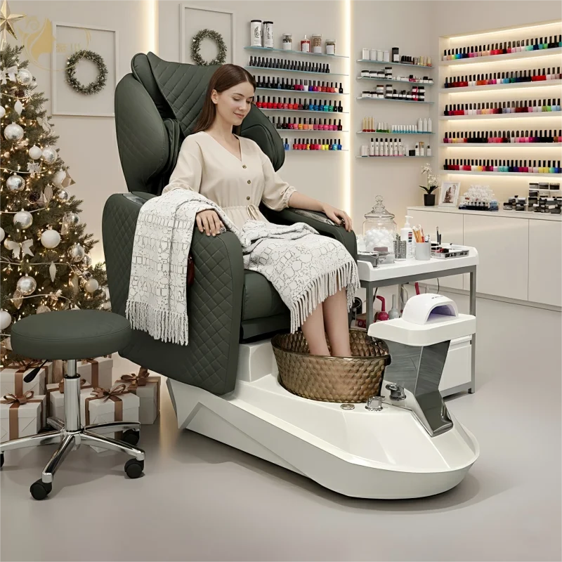 Modern Luxury Pedicure Chair Set With Foot Massage No Plumbing Pedicure Chair Reclining Backrest for Beauty Nail Salon Furniture