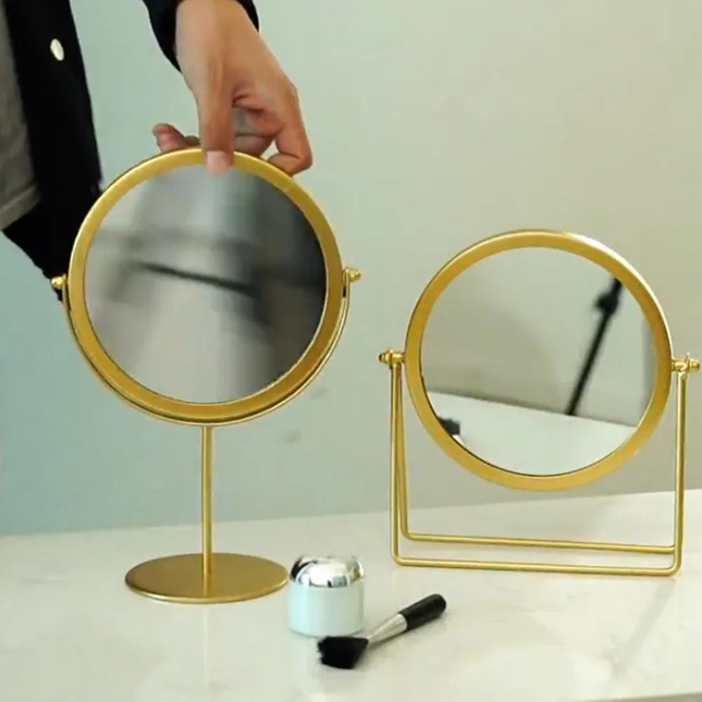 원형 메이크업 거울 데스크탑 가정용 장식 안정적인 받침대 방 침실 서재 화장대용