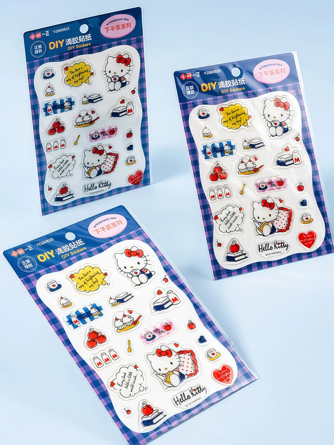Sanrio Hello Kitty 3D Stereo Crystal Embossed Stickers Cute Cartoon Journal Decoration Stickers Student DIY Material Small Stickers