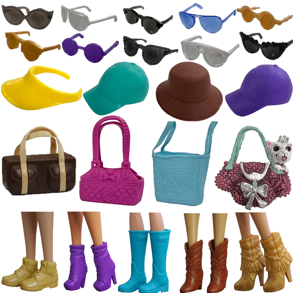 NK Mix Accessories Fashion High heel Shoes Sunglasses Hats Bags For Barbie Glasses Doll Accessories Baby Toys Girls Dollhouse JJ