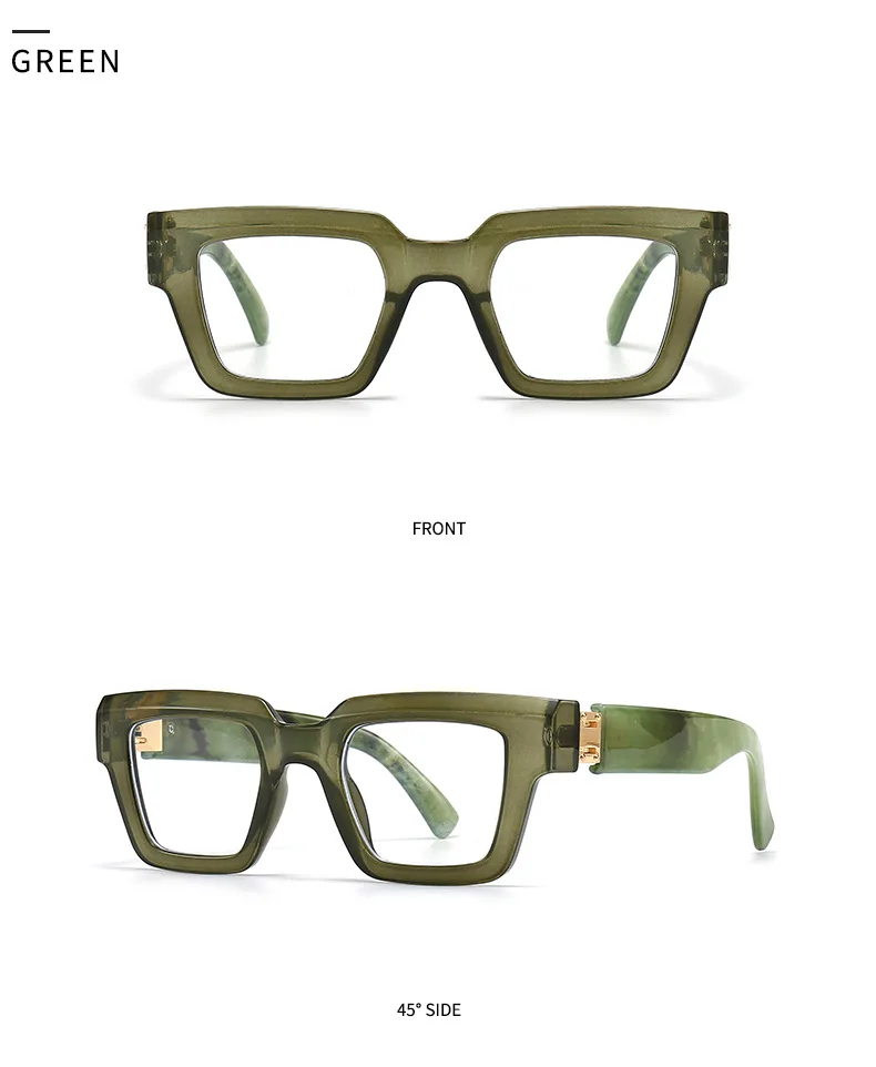 Marke Design Retro Lesebrille für Mann und Frauen Mode Luxus Beine Große Größe Quadratische Presbyopie Brillen Dioptrien 0 bis + 6,0 – Detail 17