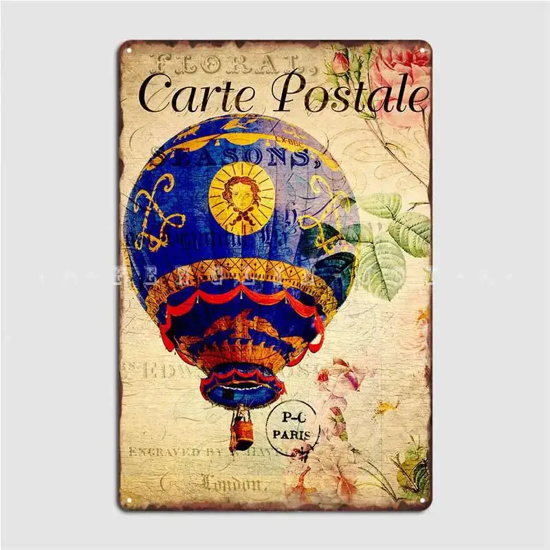 Hot Air Balloon Poster Metal Plaque Mural Painting Décor Pub Vintage Tin Sign Poster