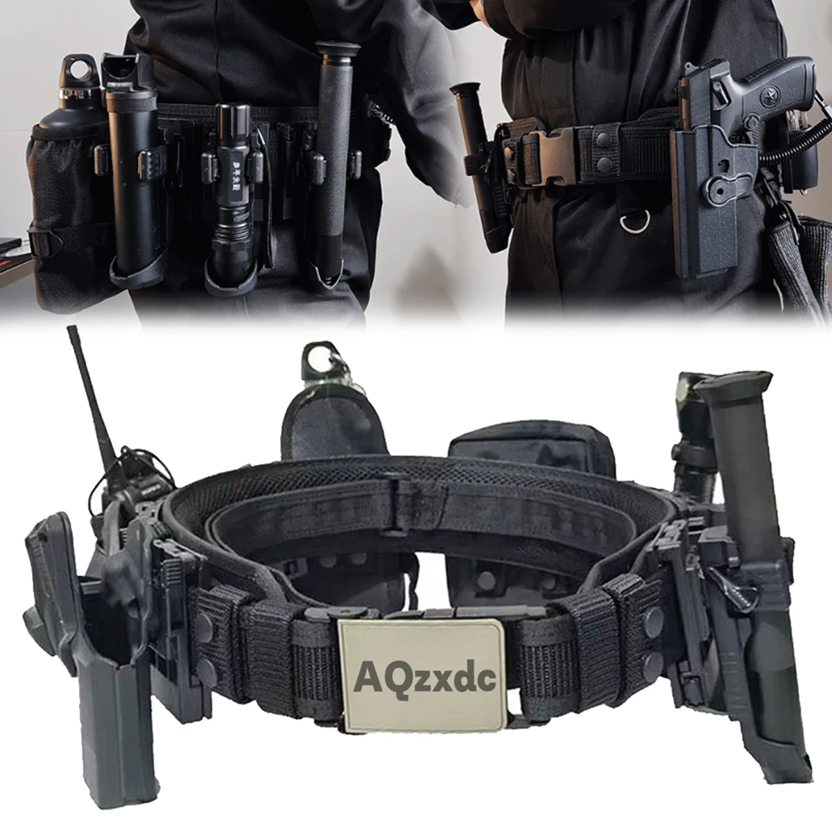 AQzxdc Multifunctional law enforcement belt set, quick-draw patrol armed tactical quick-release belt training waist seal set