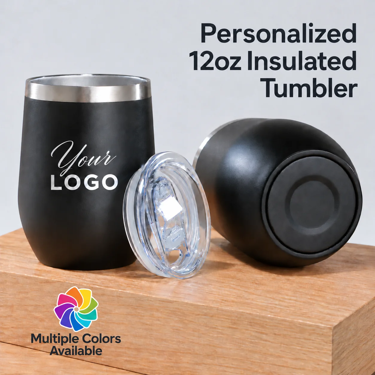 Personalized 12oz Insulated Tumbler Custom Name Logo Stainless Steel Coffee Cup with Lid Multiple Colors for Office Travel Gifts