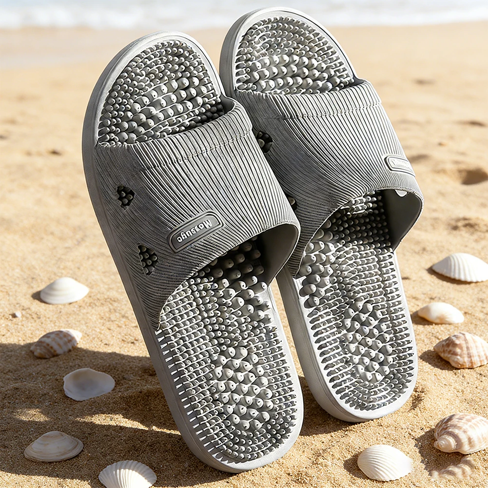 Pantuflas para Mujer, Suaves, de PVC, Antideslizantes, con Diseño de Ondas de Masaje, Zapatos de Diseñador para Parejas, Transpirables, con Orificios, Sandalias de Playa