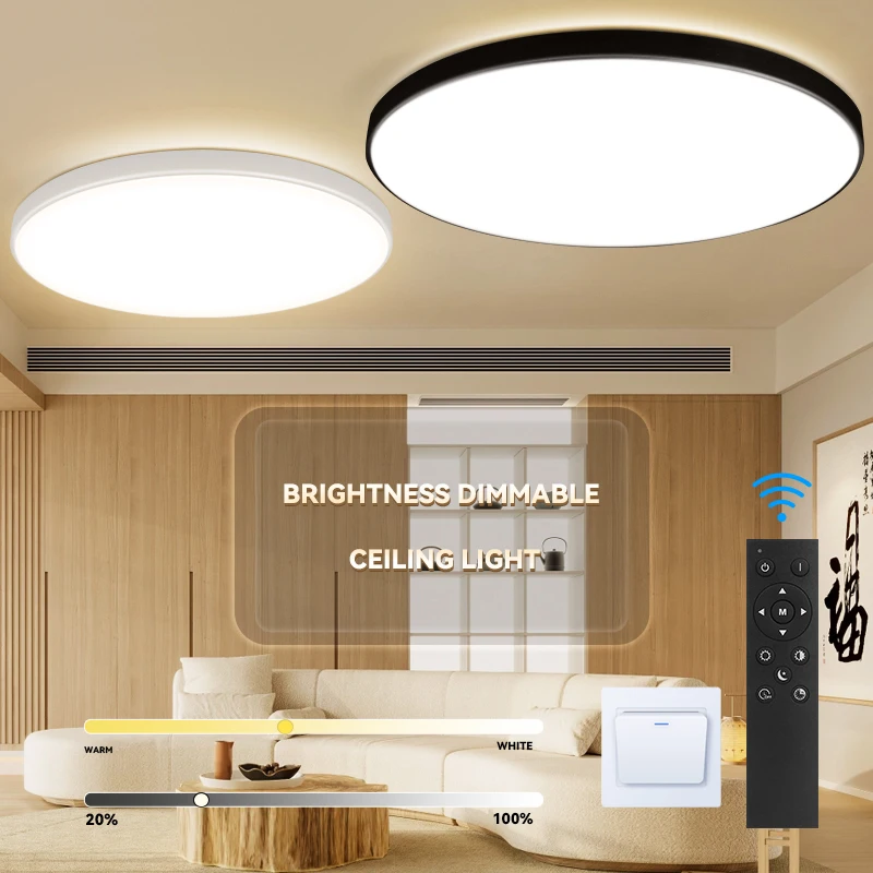 Dimmable LED Ceiling Chandelier 90-260V Bedroom Panel Light Home Living Room Kitchen Internal Decor Circluar Ceiling Light 220V