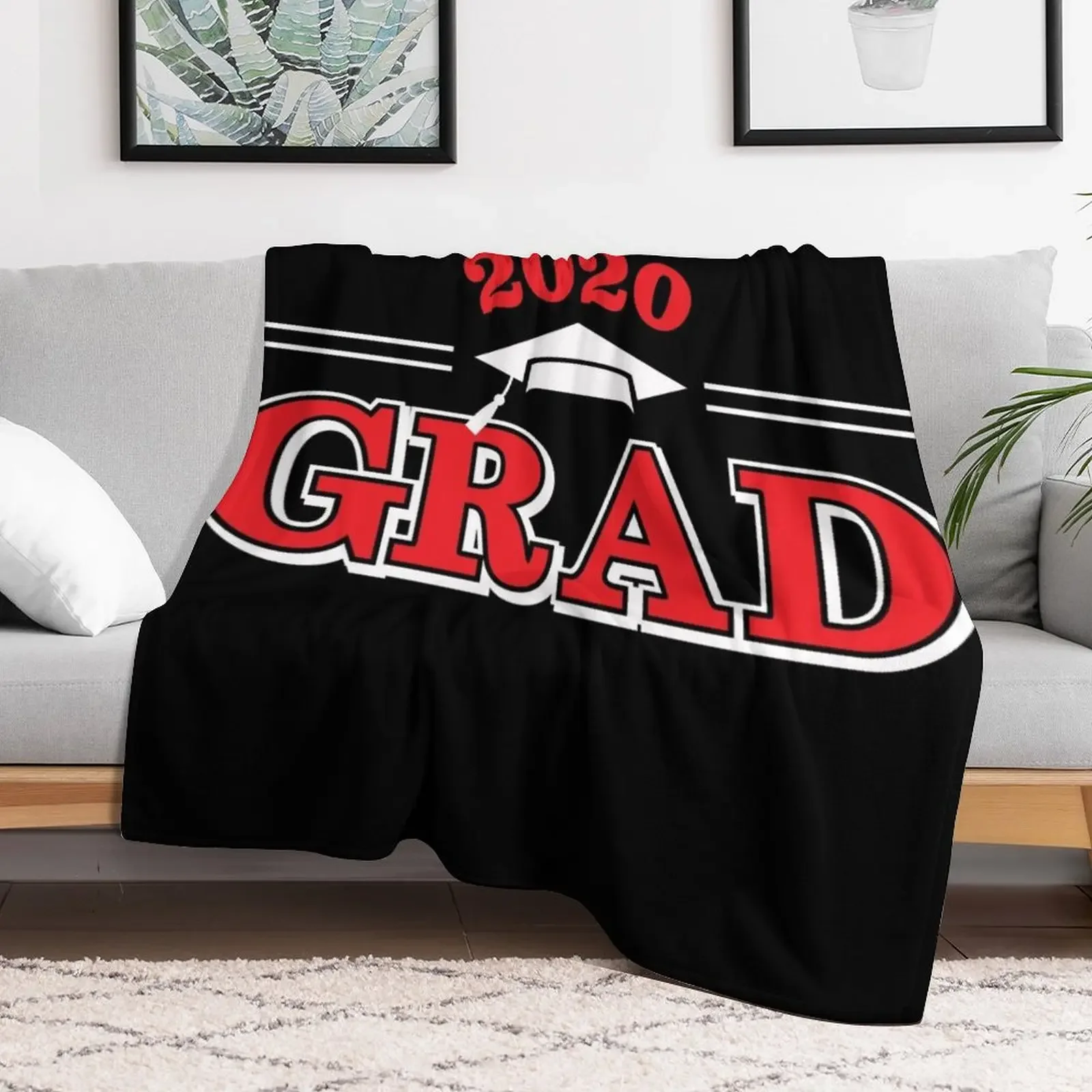 Class of 2020 Graduation Cap with tassel, grad 2020 hat Throw Blanket Cozy Throw Blanket Birthday Gift for Him Her