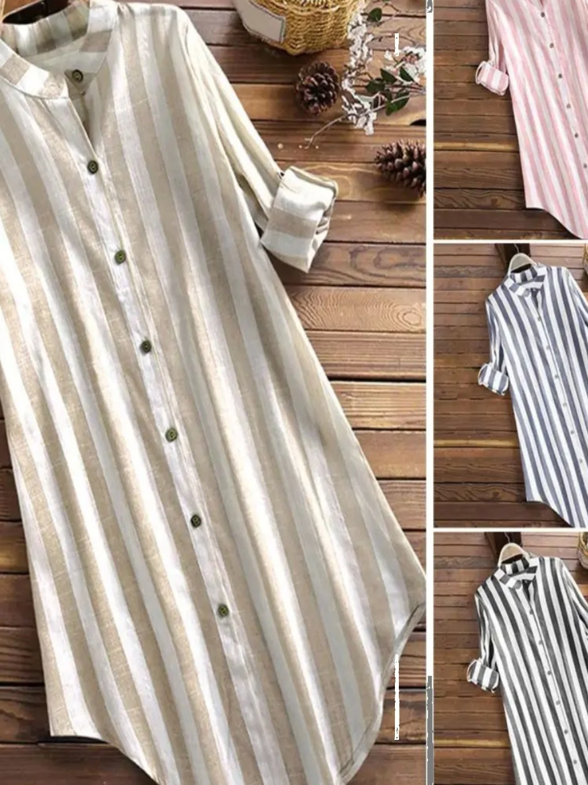 

Большой размер Long Sve Striped irt Женский свободный крой Street Sle Spring Faion Повседневный полосатый топ для молодых женщин